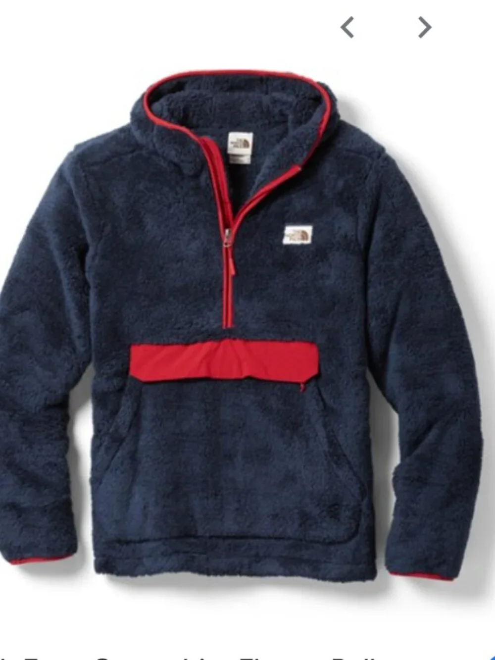 The North Face Campshire Fleece Pullover Hoodie Men's navy blue red fur sherpa M